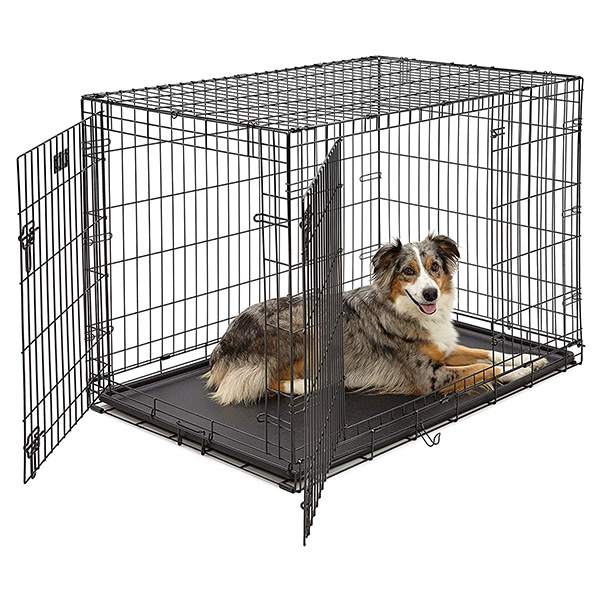 Dog crate potty clearance divider